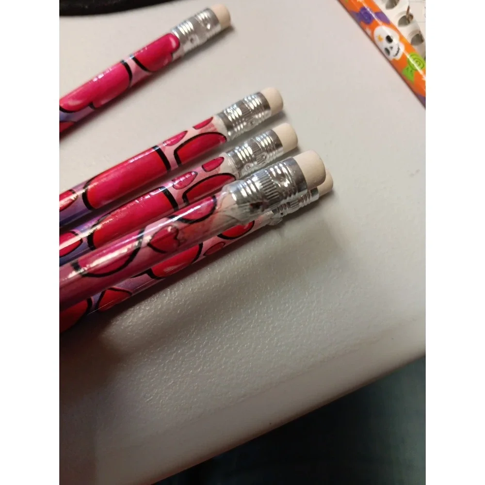 Heart Pattern Pencils Rainbow 10 Count New‎ School Teacher Love Valentine Reward